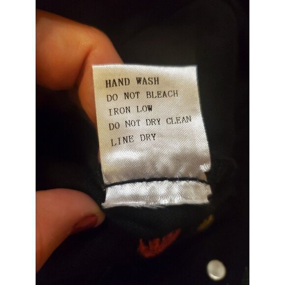 Lifted Anchors Rialto Jacket Black Denim Mens Small Embroidered Flowers Hearts - Picture 7 of 11